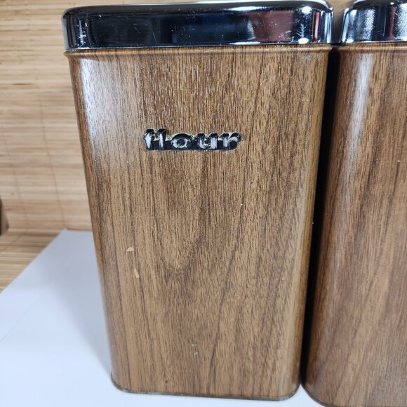 The Queen Line Tin Canister Set of 4 Brown Containers by A.R. Lite Mid Century - Picture 3 of 11